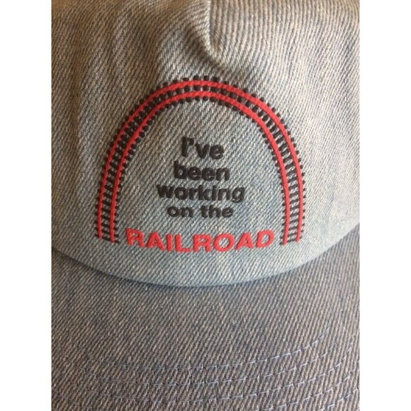 "I've Been Working On The Railroad" Embroidered Denim Blue Snapback Hat - Picture 2 of 6
